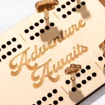 Personalized Engraved Animal Navigation Pattern Portable Cribbage Board with Wooden Pegs Camping Outdoor Activities Birthday Gift for Cribbage Lovers