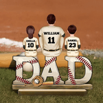 Personalised Cartoon Baseball Dad Standing Wooden Plaque with 1-5 Names and Numbers Home Decor Birthday Father's Day Gift for Dad Grandpa