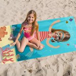 Toalla de playa personalizada de secado rápido con personaje de buceador de dibujos animados y foto facial esencial para viajar regalo para niños