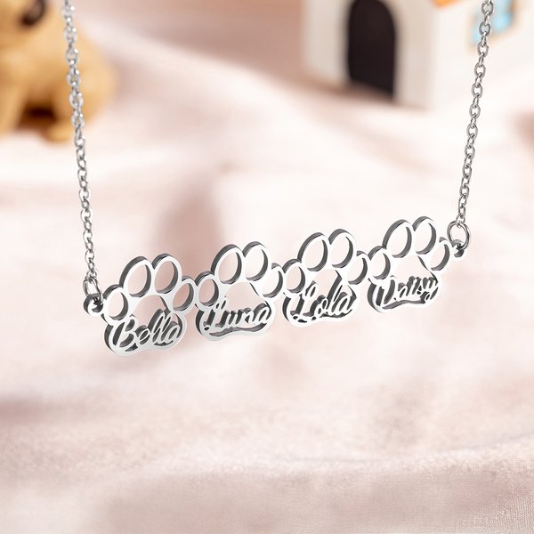 Henkilökohtainen Dainty 1-6 Dog Paw Print kaulakoru nimi Pet Korut Syntymäpäivä Vuosipäivä Memorial lahja menetys Pet