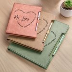 Henkilökohtainen Suuri opettaja Teksti PU Nahka Binder Notebook kynä Koulutarvikkeet Opettajien päivä Takaisin kouluun lahja opettajalle