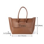 Personalized Minimalist Large Capacity PU Leather Tote Bag with Name Daily Commuter Outing Accessory Birthday Gift for Women