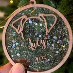 Personalised Line Drawing Dog Ears Wooden Ornament with Engraved Name and Year Christmas Tree Decor Memorial Sympathy Gift for Dog Owners