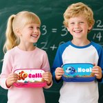 Personalized Cartoon Blowfish Lobster Ocean Animals Double-Layer Oxford Pencil Case with Name and Zipper School Supply Back to School Gift for Kids