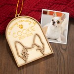 Personalised Line Drawing Dog Ears Wooden Ornament with Engraved Name and Year Christmas Tree Decor Memorial Sympathy Gift for Dog Owners