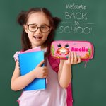 Personalized Cartoon Blowfish Lobster Ocean Animals Double-Layer Oxford Pencil Case with Name and Zipper School Supply Back to School Gift for Kids