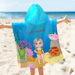 Personlig val delfin hav djur tecknad karaktär mjuk huva strandhandduk med namn födelsedag sommar semester pool party present för pojkar flickor
