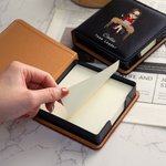 Porte-notes autocollants personnalisé en cuir PU avec nom et fonction Fournitures de bureau Cadeau d'anniversaire pour collègue éducateur