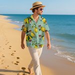 Personalisiertes Hawaiihemd mit Zitrone-Muster Porträtfoto Weiches Shirt Strand Party Urlaub Geburtstag Geschenk für Herren Freunde Reisen-Liebhaber
