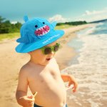 Personalized Childlike Flamingo Shark Kid Sun Hat with Embroidered Name Outdoor Activities Summer Travel Gift for Boys Girls