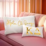 Personalizzato Sorority Golden Greek Letter Cozy Lumbar Throw Pillow Cover Home Decor Big Day Gift for Friend Girls | Callie × Affinity Licensing