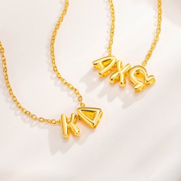 Personalized 3D Bubble Greek Letter Necklace Jewelry Bid Day Sisterhood Birthday Gift for Sisters Friends | Callie × Affinity Licensing