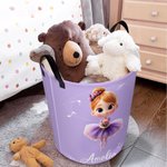 Personalizzato Cartoon Ballet Girl Grande cesto impermeabile per la biancheria con nome Nursery Decor Regalo di compleanno per le amanti della ballerina