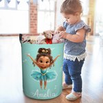 Personalizzato Cartoon Ballet Girl Grande cesto impermeabile per la biancheria con nome Nursery Decor Regalo di compleanno per le amanti della ballerina