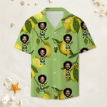 Personalisiertes Hawaiihemd mit Zitrone-Muster Porträtfoto Weiches Shirt Strand Party Urlaub Geburtstag Geschenk für Herren Freunde Reisen-Liebhaber