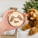Personalised Line Drawing Dog Ears Wooden Ornament with Engraved Name and Year Christmas Tree Decor Memorial Sympathy Gift for Dog Owners