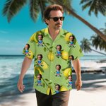 Personalisiertes Hawaiihemd mit Zitrone-Muster Porträtfoto Weiches Shirt Strand Party Urlaub Geburtstag Geschenk für Herren Freunde Reisen-Liebhaber