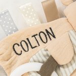 Personalized Cute Dino Rabbit Koala Teether Crinkle Baby Security Blanket with Embroidered Name Birthday Baby Shower Gift for Newborns