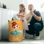 Personalizzato Cartoon Ballet Girl Grande cesto impermeabile per la biancheria con nome Nursery Decor Regalo di compleanno per le amanti della ballerina
