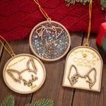 Personalised Line Drawing Dog Ears Wooden Ornament with Engraved Name and Year Christmas Tree Decor Memorial Sympathy Gift for Dog Owners