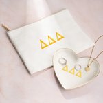 Personalisierte griechischen Buchstaben Herz Trinket Schmuck Schale und Canvas Aufbewahrungstasche Sorority Big Day Geschenk für Schwestern Freunde | Callie × Affinity Licensing
