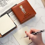 Porte-notes autocollants personnalisé en cuir PU avec nom et fonction Fournitures de bureau Cadeau d'anniversaire pour collègue éducateur