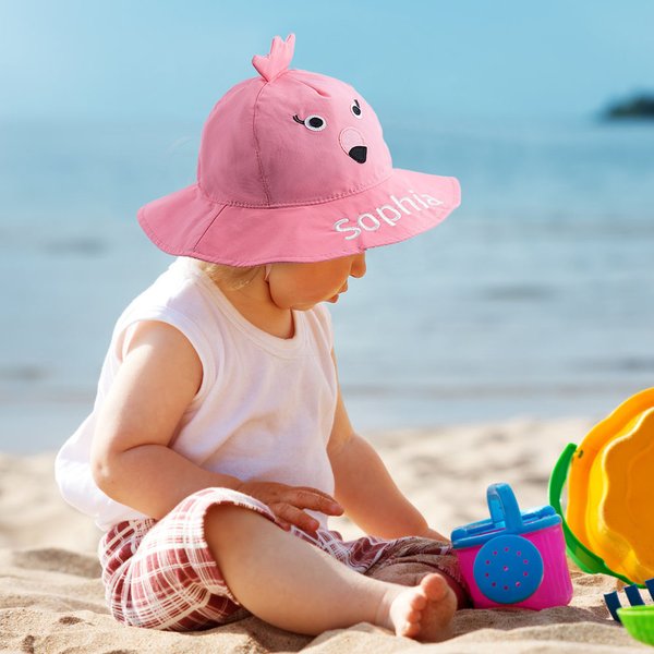 Personalisierte Kindliche Flamingo Hai Kind Sonnenhut mit gestickten Namen Outdoor-Aktivitäten Sommer Reise Geschenk für Jungen Mädchen