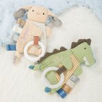Personalized Cute Dino Rabbit Koala Teether Crinkle Baby Security Blanket with Embroidered Name Birthday Baby Shower Gift for Newborns