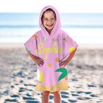 Personalized Fruits Palm Tree Marine Animals Soft Quick Dry Kid Hooded Beach Towel with Name Summer Vacation Travel Birthday Gift for Boys Girls