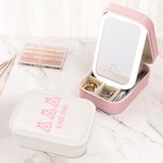 Personalisierte griechische Buchstaben mit Bogen Schmuckkasten mit wechselnden Farbe LED Make-up-Spiegel Sorority Geschenk für Schwestern Freund | Callie × Affinity Licensing