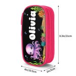 Personalized Cartoon Blowfish Lobster Ocean Animals Double-Layer Oxford Pencil Case with Name and Zipper School Supply Back to School Gift for Kids