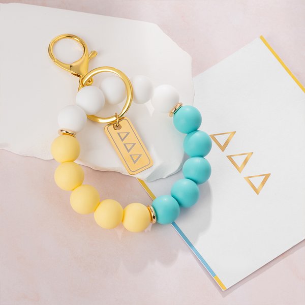 Personalized Greek Letters Multicolor Beads Hands-Free Keychain Wristlet with Card Sorority Meeting Gift for Sisters | Callie × Affinity Licensing