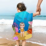Personlig val delfin hav djur tecknad karaktär mjuk huva strandhandduk med namn födelsedag sommar semester pool party present för pojkar flickor