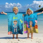 Personlig val delfin hav djur tecknad karaktär mjuk huva strandhandduk med namn födelsedag sommar semester pool party present för pojkar flickor