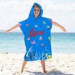 Personalized Fruits Palm Tree Marine Animals Soft Quick Dry Kid Hooded Beach Towel with Name Summer Vacation Travel Birthday Gift for Boys Girls