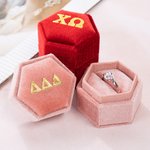 Personalized Greek Letter Sorority Name Velvet Badge Ring Jewelry Box Bid Day Big Little Birthday Gift for Sister Friend | Callie × Affinity Licensing