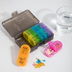 Personalised Birth Flower Rainbow-Coloured Portable Weekly Pill Organizer Box with Name Medication Storage Daily Travel Gift for Family Friends