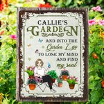 Gepersonaliseerd Retro Tuin Cartoon Karakter Verticaal Metalen Bord met Naam Tuindecor Verjaardagscadeau voor Oma Mam Tuinier Liefhebber