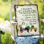 Gepersonaliseerd Retro Tuin Cartoon Karakter Verticaal Metalen Bord met Naam Tuindecor Verjaardagscadeau voor Oma Mam Tuinier Liefhebber