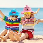 Personalized Childlike Flamingo Shark Kid Sun Hat with Embroidered Name Outdoor Activities Summer Travel Gift for Boys Girls