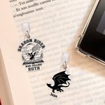 Personalized Book Dragon Charm Anti-Dust Plug Cover Accessory for iPhone Micro USB Type C Device Birthday Gift for Friend Family