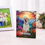 Personalized Stained Glass Floral Dog Cat Pet Portrait Brick Puzzles with Name Home Decor Keepsake Birthday Gift for Pet Lover