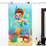 Personalisierte Marine Tauchen Super saugfähige schnell trocknende weiche Handtuch mit Namen Strand Accessoire Sommerurlaub Geburtstag Geschenk für Kind