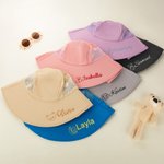 Sombrero de cubo transpirable bordado con animal personalizado para niños con nombre Accesorio de verano Regalo de cumpleaños y vacaciones para niños y niñas