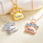 Henkilökohtainen Birthstone Paw Print riipus kaulakoru Dainty korut syntymäpäivä vuosipäivä lahja naisille Pet Lover