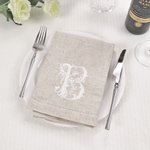 Personalized French Style Floral Monogrammed Linen Napkin with Embroidered Initial Housewarming Wedding Gift for Hostess French Style Lover