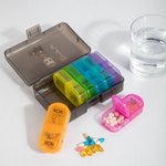 Personalized Birth Flower Cartoon Characters Portable Weekly Pill Organizer Box with Name Daily Travel Storage Medication Gift for Family Friends