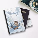Personalized Cartoon Little Bear Pilot PU Leather Passport Holder with Name Birthday Summer Vacation Holiday Gift for Kids Travel Lovers