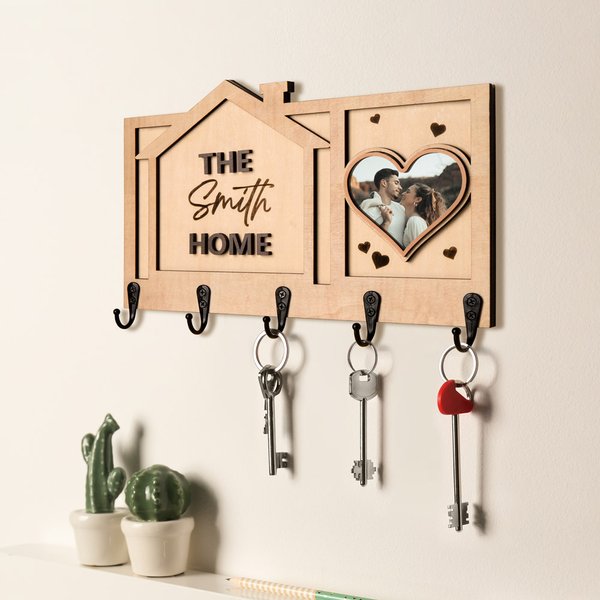 Dulce Hogar Personalizado Cara de Mascota Foto Llavero Ganchos con Nombre Grabado Decoración del Hogar Regalo de inauguración de la casa para los amantes del perro del gato Familia