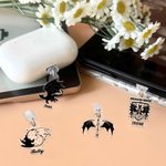 Personalized Book Dragon Charm Anti-Dust Plug Cover Accessory for iPhone Micro USB Type C Device Birthday Gift for Friend Family